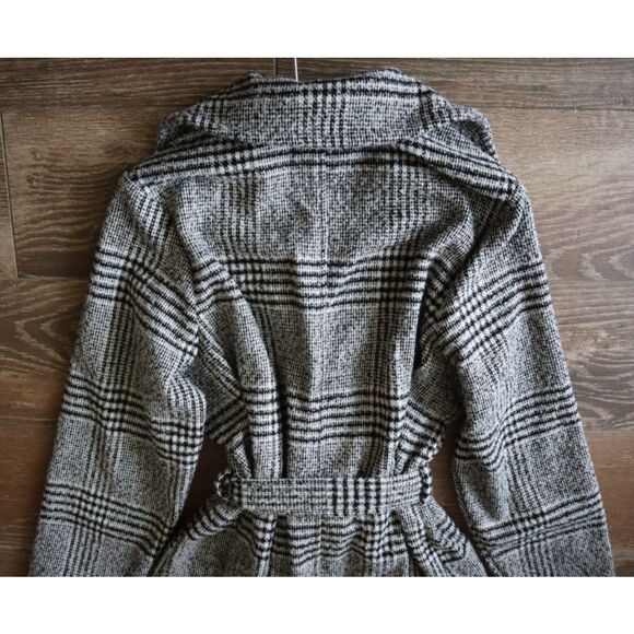Old Navy 809503-001 Women's Sz XL Black Plaid Belted Overcoat - Picture 9 of 13